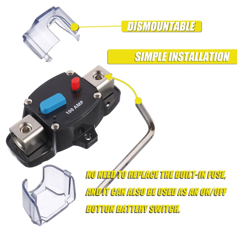 EPLZON 100A 12-48 Volt DC Self Recovery Circuit Breaker with Manual Reset Button for Automotive Rv Marine Boat (100Amp) - Image 5